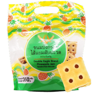 ขนมปังกรอบไส้แยมสับปะรด (ลูกเต๋า) Pineapple Jam Sandwiched Biscuits ขนาด 350 g.