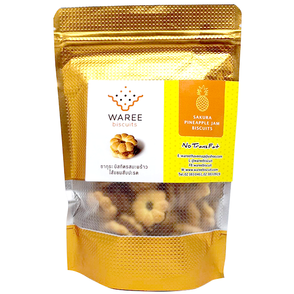 ซากุระ บิสกิตรสมะพร้าวไส้แยมสับปะรด Sakura Pineapple Jam Biscuits ขนาด 100 g.